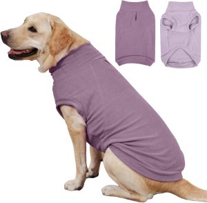 2 Pack Fleece Dog Sweaters for Large Dogs - Stretchy & Warm Dogs Fleece Sweater for Labrador Boy Girl, Comfortable & Warm, Machine Washable, Fall & Winter (Size XX,Dark Purple & Light Purple)